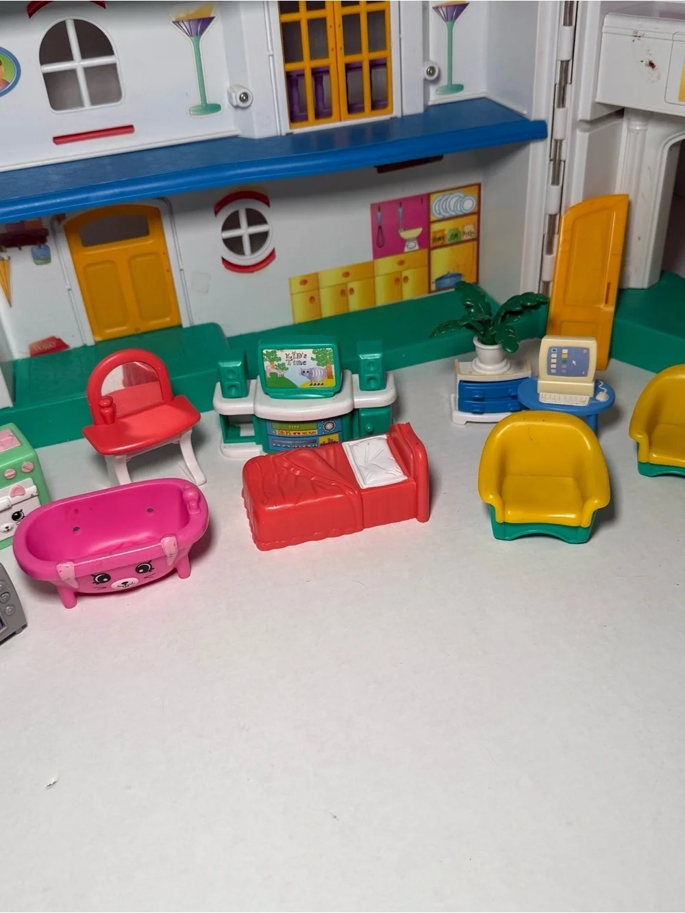 Vintage Keenway My Happy Family Fold Out Doll House with Furniture
